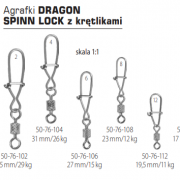 Agrafki DRAGON SPINN LOCK z krętlikami